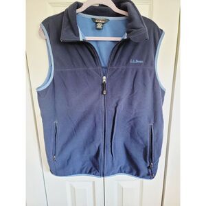 L.L. Bean M Vest Outdoors Medium Men's Full‎ Zip Sleeveless Fleece Blue